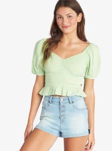 Sprucetone Roxy Life Mirage Woven Puff Sleeve Top | RQJGLH382