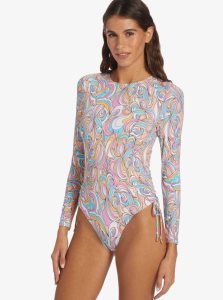 Swirly Daze Roxy Warm Sand Onesie Active Cropped UPF 50 Long Sleeve Rashguard | UFIPYH792