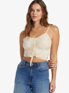 Tapioca Crazy Hibiscus Roxy Vibrant Light Strappy Crop Top | JWIVFE056