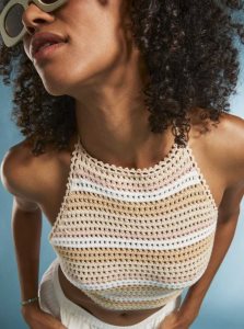 Tapioca Every Day Stripe Roxy Daydreamer Cropped Knit Halter Top | XFIPEY591