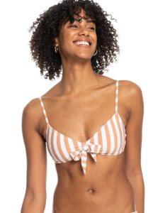 Toasted Nut Rapta Stripe S Roxy Printed Beach Classics Fashion Triangle Bikini Top | IBUFPG412