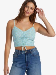 Tourmaline Pretty Paisley Roxy Vibrant Light Strappy Crop Top | MSFKQU014