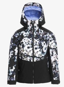 True Black Black Flowers Roxy 4-16 Silverwinter Insulated Snow Jacket | MLDQYH983