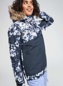 True Black Black Flowers Roxy Shelter Insulated Snow Jacket | BLCZOG487