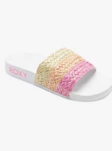 White/Crazy Pink/Orange Roxy Slippy Jute Sandals | SHXFKZ930