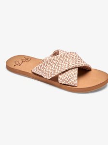 White/Khaki Roxy Roselani Sandals | FMOCQJ695