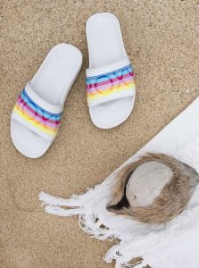 White/Rainbow Roxy Slippy Water-Friendly Sandals | OEZPXM436